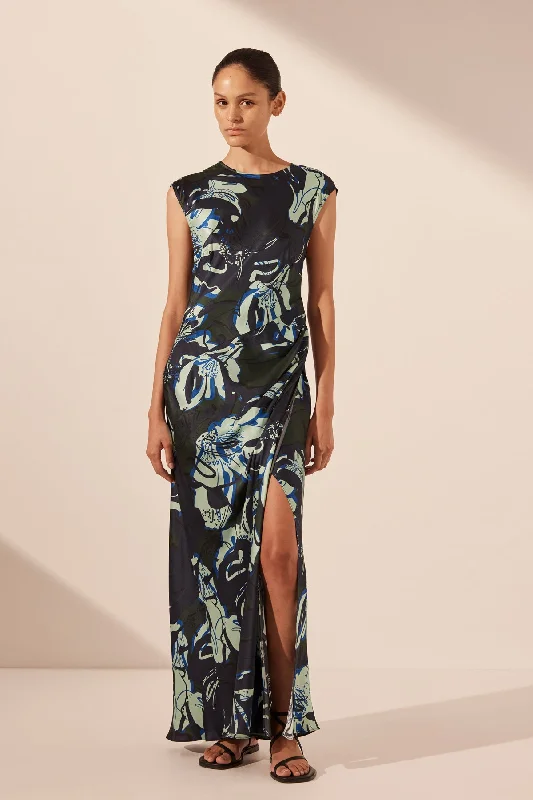 Instant Discount FRANCO SILK SIDE SPLIT MAXI DRESS