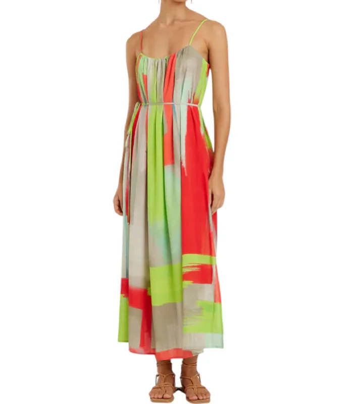 Today Only Crimped Neckline Dress In Green Multi