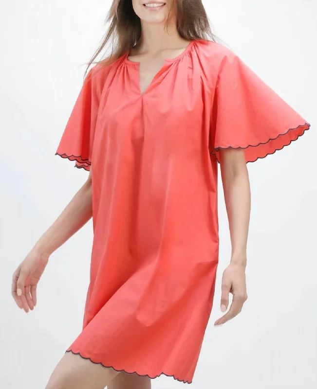 Bargain Prices Harbor Scallop Dress In Poppy