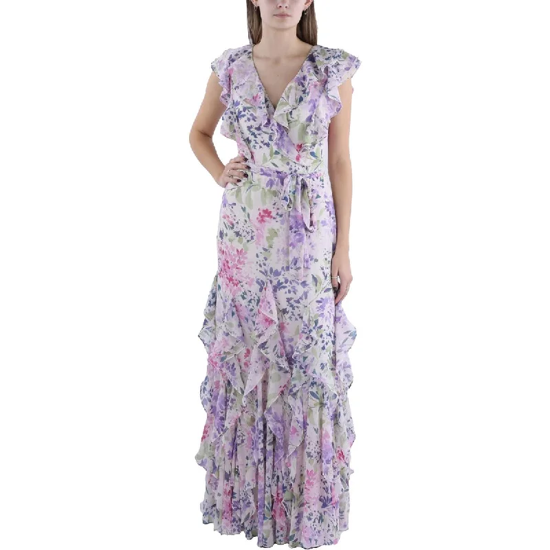Price Drop Alert Womens Ruffled Long Evening Dress