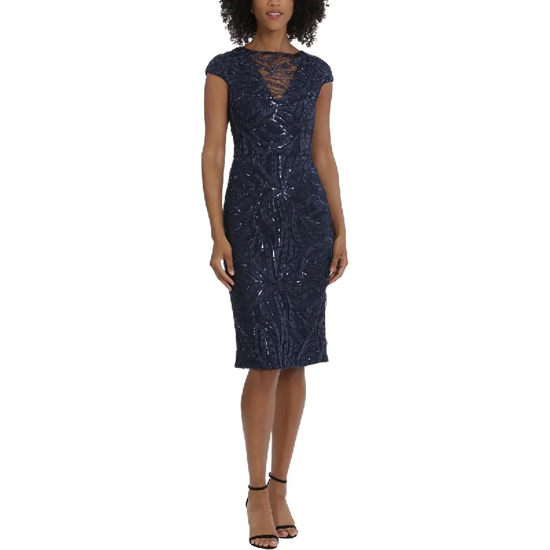 Special Promotion Womens Sequined Mesh Inset Sheath Dress