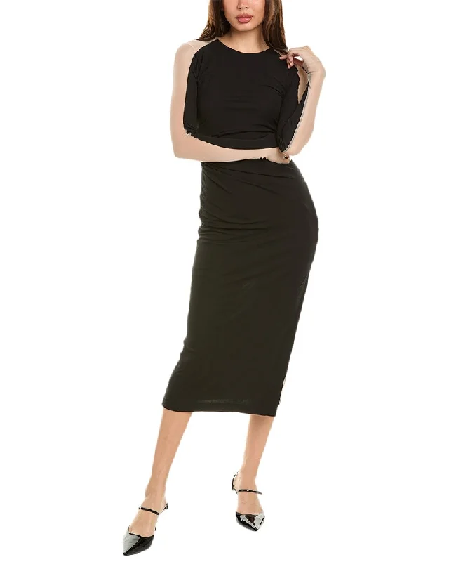 Bargain Prices Helmut Lang Sheer Shoulder Midi Dress