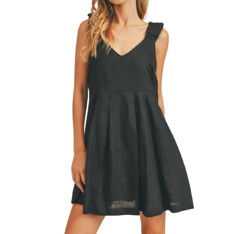 Best Bargains Marie Linen Back Tie Dress In Black