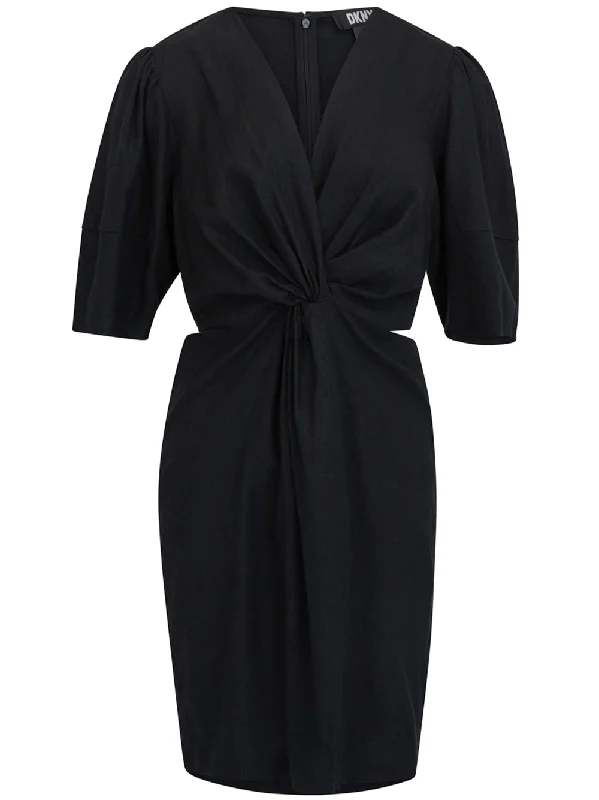 Don't Miss Linen Viscouse Side Cut Dress