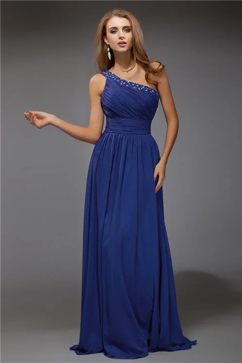 Limited Time Fantastic Sheath/Column One-Shoulder Sleeveless Beading Long Chiffon Dresses Limited Time Fantastic Sheath/Column One-Shoulder Sleeveless Beading Long Chiffon Dresses