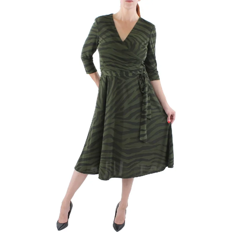 Instant Discount Womens Surplice Printed Midi Dress