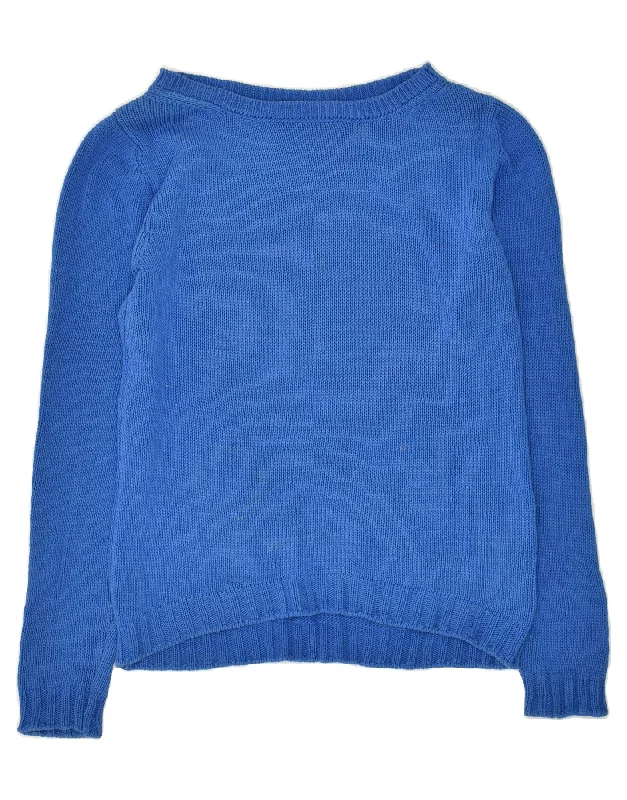 Limited Availability MASSIMO DUTTI Womens Boat Neck Jumper Sweater UK 12 Medium Blue Cotton