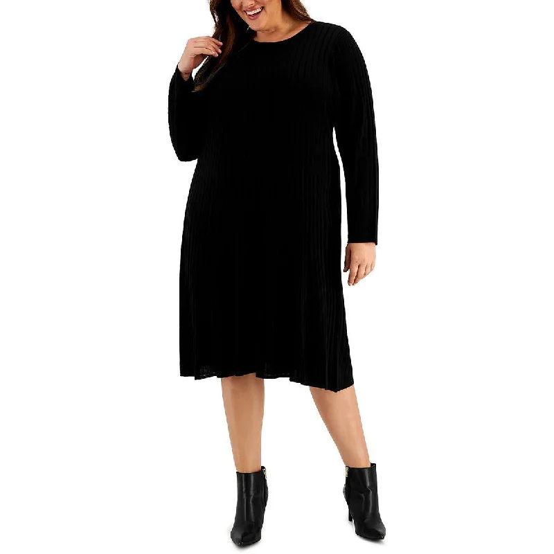 Big Discounts Plus Womens Knit Ribbed Sweaterdress