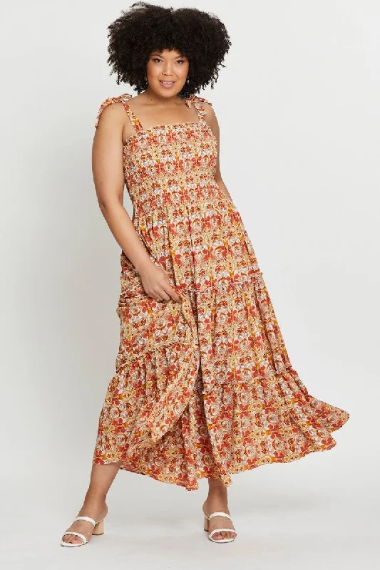 Blowout Deals Paisley Pr Maxi Dress Square Neck Sleeveless