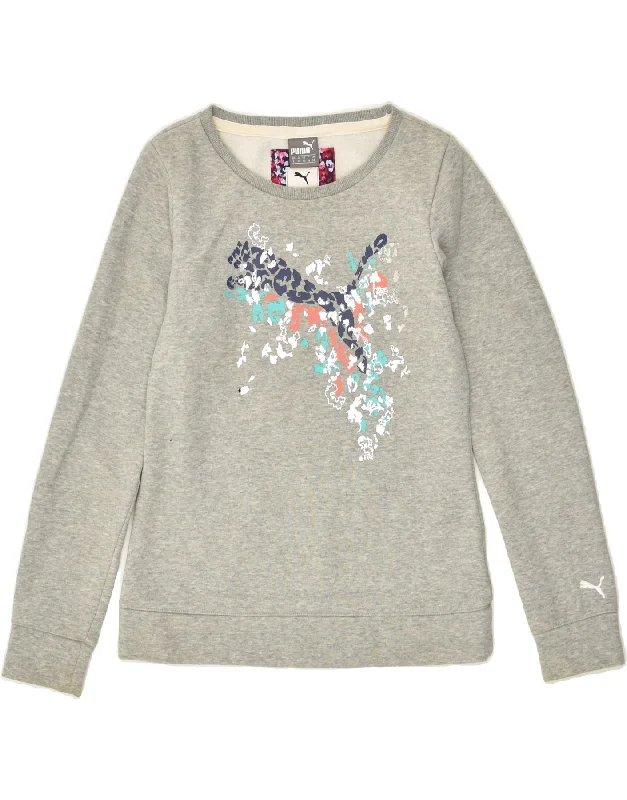 Sneak Peek Sale PUMA Womens Graphic Sweatshirt Jumper UK 10 Small Grey Cotton