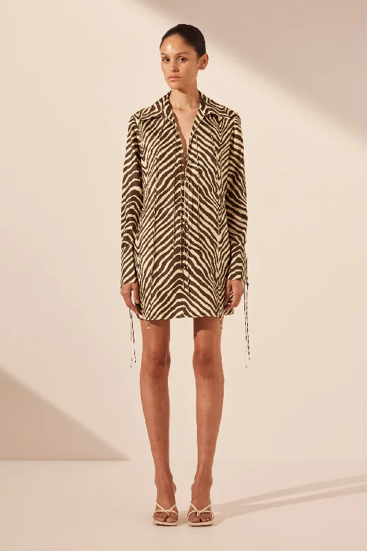 Savings Galore SANA SILK SHIRT TIE MINI DRESS