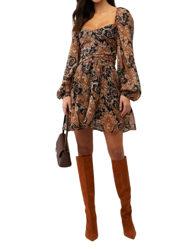 Price Meltdown Persian Paradise Mini Dress In Black/brown