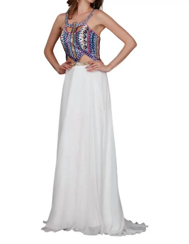 Best Bargains Sparkly Prom Dress In Ivory/multi
