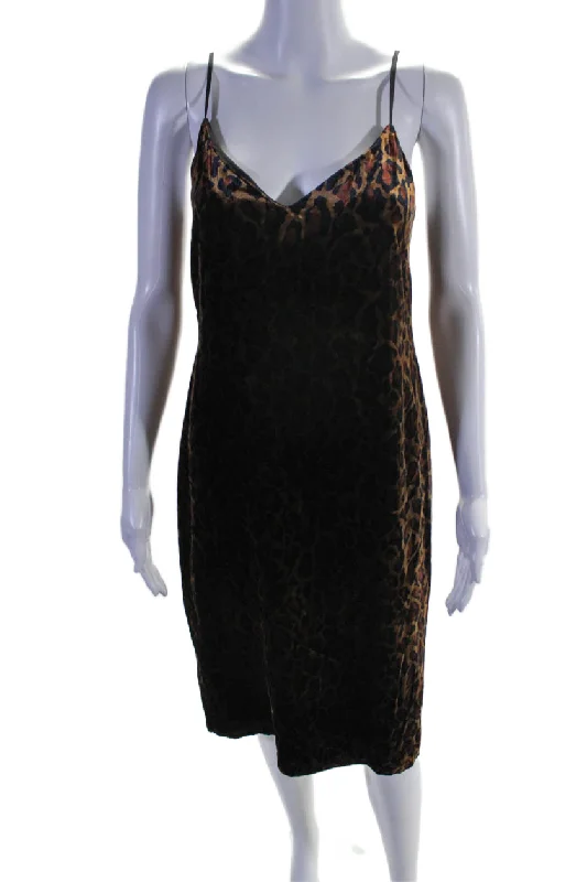 Price Blitz L'Agence Womens Animal Print V-Neck Sleeveless Zip Up Slip Dress Brown Price Blitz L'Agence Womens Animal Print V-Neck Sleeveless Zip Up Slip Dress Brown