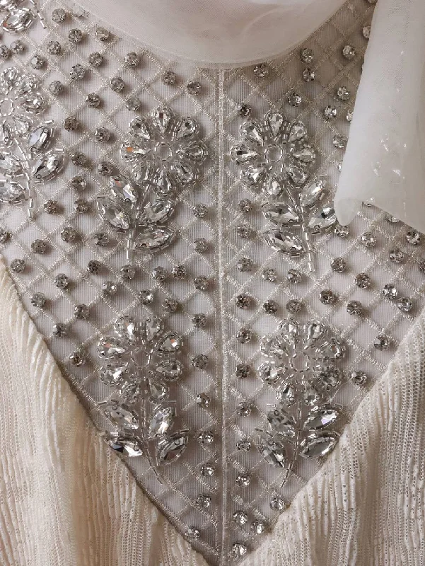 Price Fest Ethereal Ivory Dress with Crystal Details