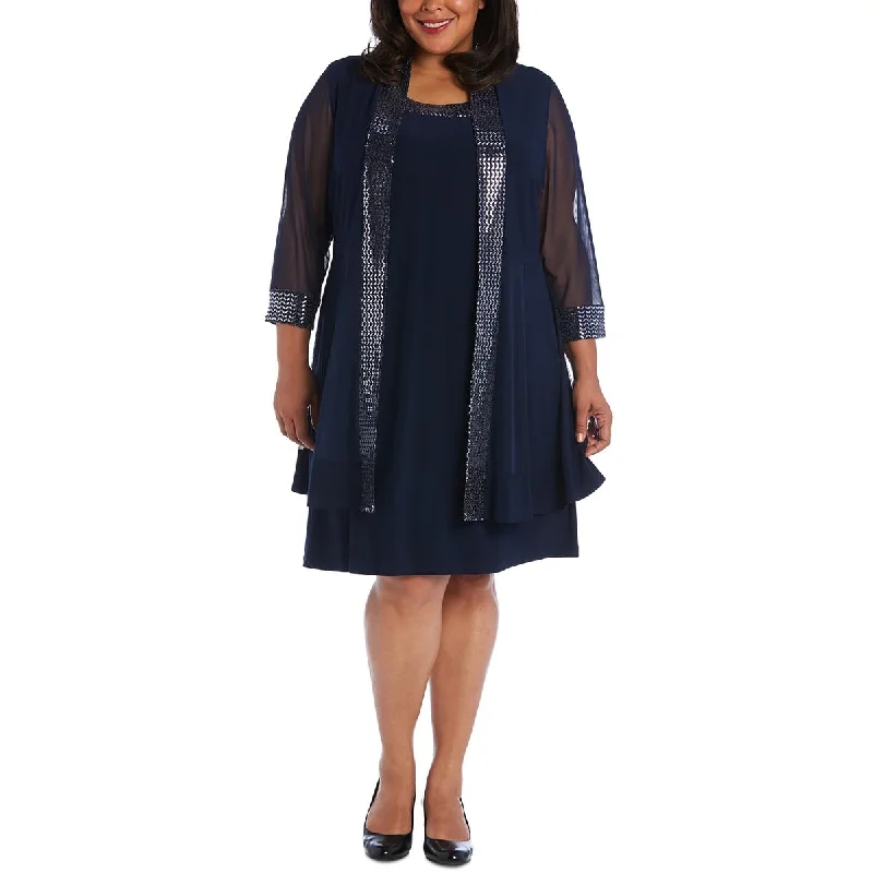 Overstock Plus Womens Embellished Knee Length Midi Dress