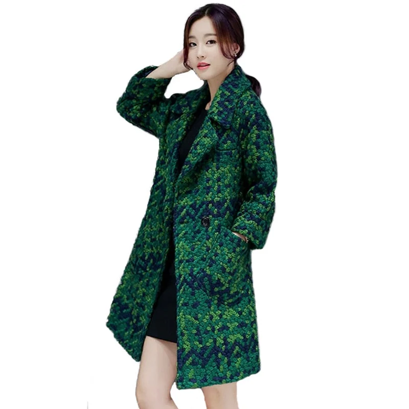 Weekend Deal KENDRA Design Women's Fine Fashion Elegant Luxury Style Green Plaid Wool Coat Jacket Weekend Deal KENDRA Design Women's Fine Fashion Elegant Luxury Style Green Plaid Wool Coat Jacket