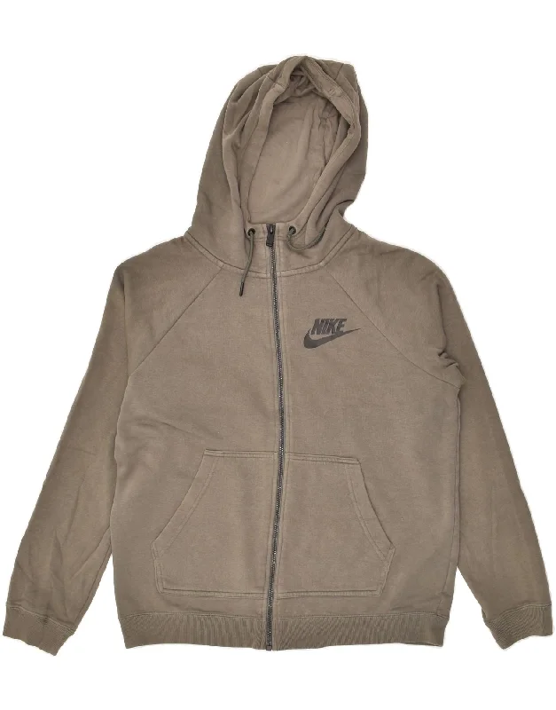 Limited Time Offer NIKE Womens Zip Hoodie Sweater UK 16 Large Grey Cotton