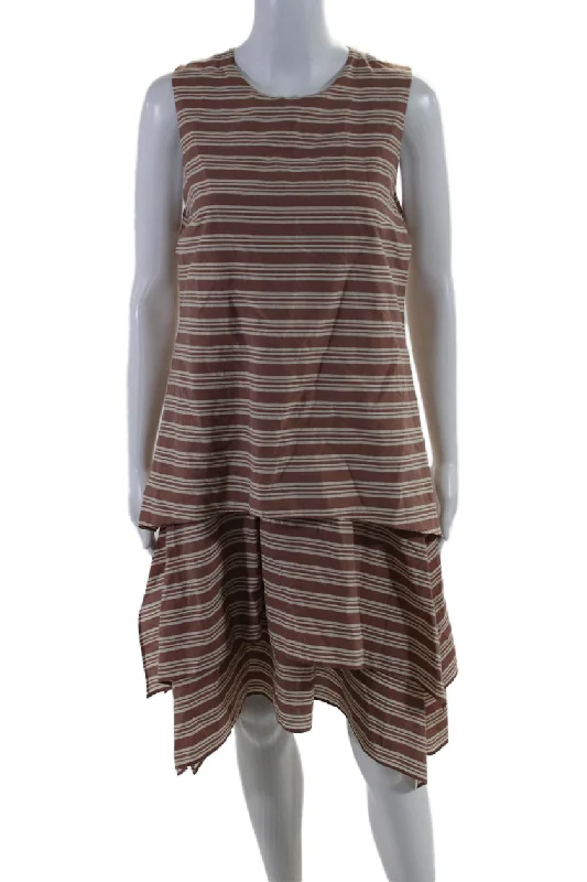 Instant Discount Brunello Cucinelli Womens Sleeveless Scoop Neck Striped Dress Beige Medium Instant Discount Brunello Cucinelli Womens Sleeveless Scoop Neck Striped Dress Beige Medium