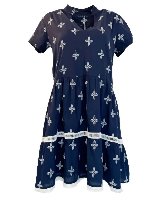 New Deals Alison Dress In Navy Eyelet