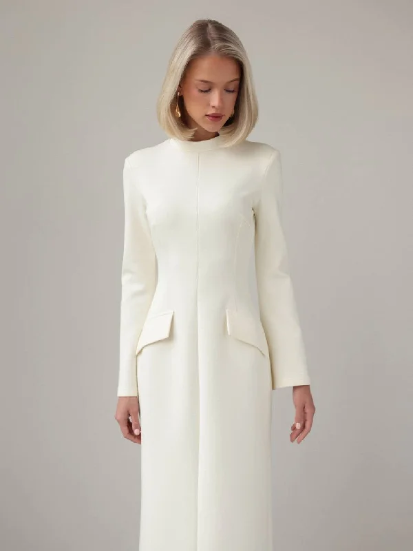 Deal Dash Elegant Minimal Ivory Dress