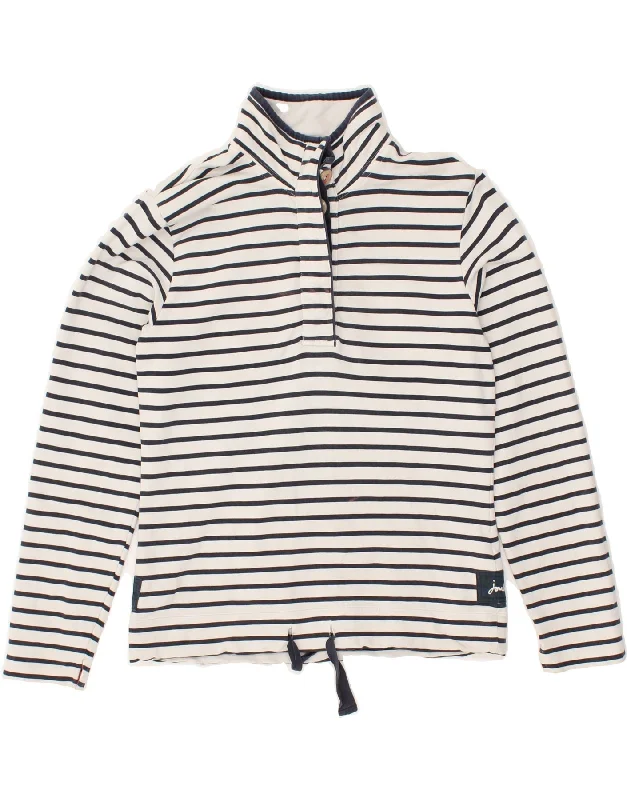 Deep Discounts JOULES Womens Button Neck Sweatshirt Jumper UK 12 Medium White Striped Deep Discounts JOULES Womens Button Neck Sweatshirt Jumper UK 12 Medium White Striped