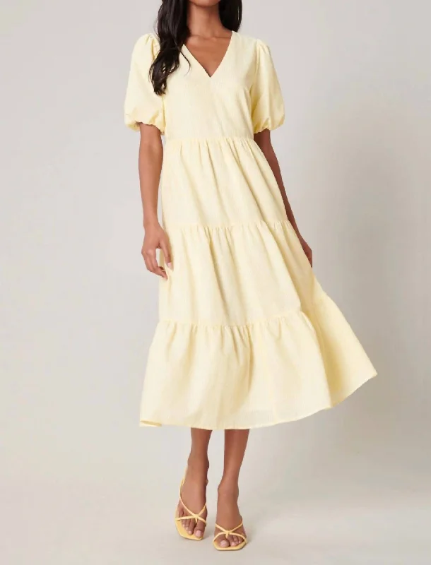 Great Bargains Las Casitas Seersucker Dress In Yellow/white