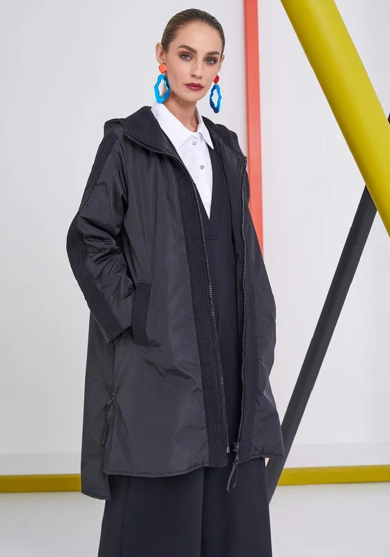 Incredible Offers Naya Knitted Trim Long Puffer Coat, Black