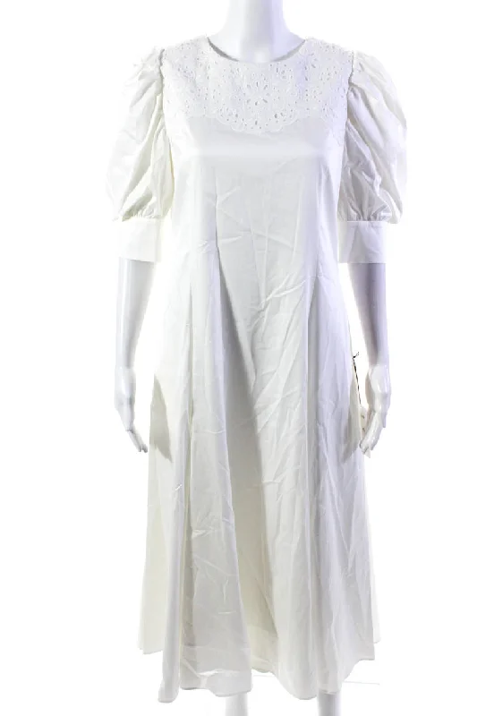 Today’s Deal Adeam Women's Short Sleeves A-Line Flare Maxi Clementine Dress White