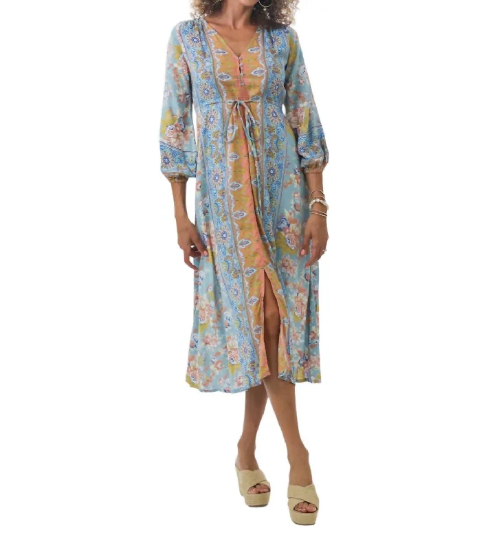 Super Savings Ivy Maxi Dress In Aqua Blooms