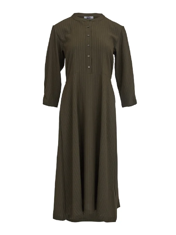 Exclusive Preview Pinstripe Wide Sleeve Henley Dress