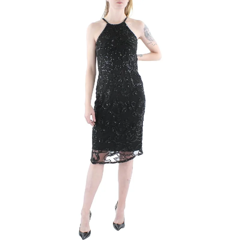 Price Drop Alert Womens Embellished Halter Cocktail and Party Dress