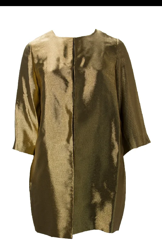 Limited Stock MARINA RINALDI Women's Gold Nouvelle Shortcoat $1240 NWT