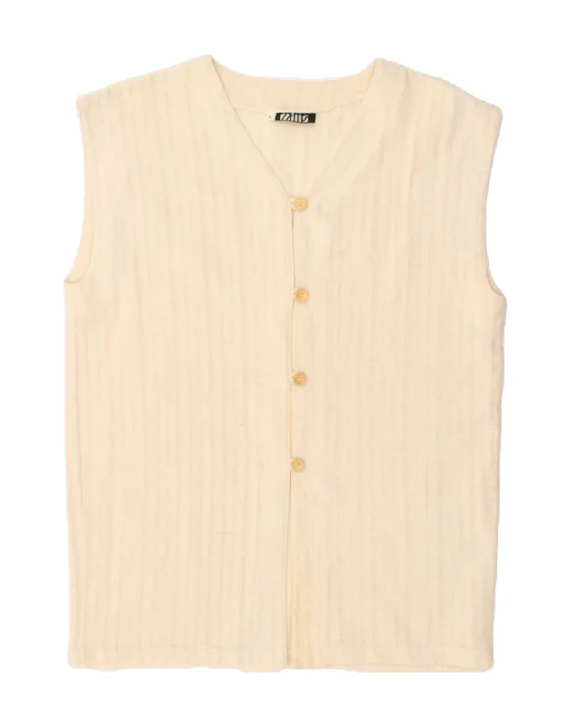 Hot Deal VINTAGE Womens Sleeveless Cardigan Sweater UK 16 Large Beige