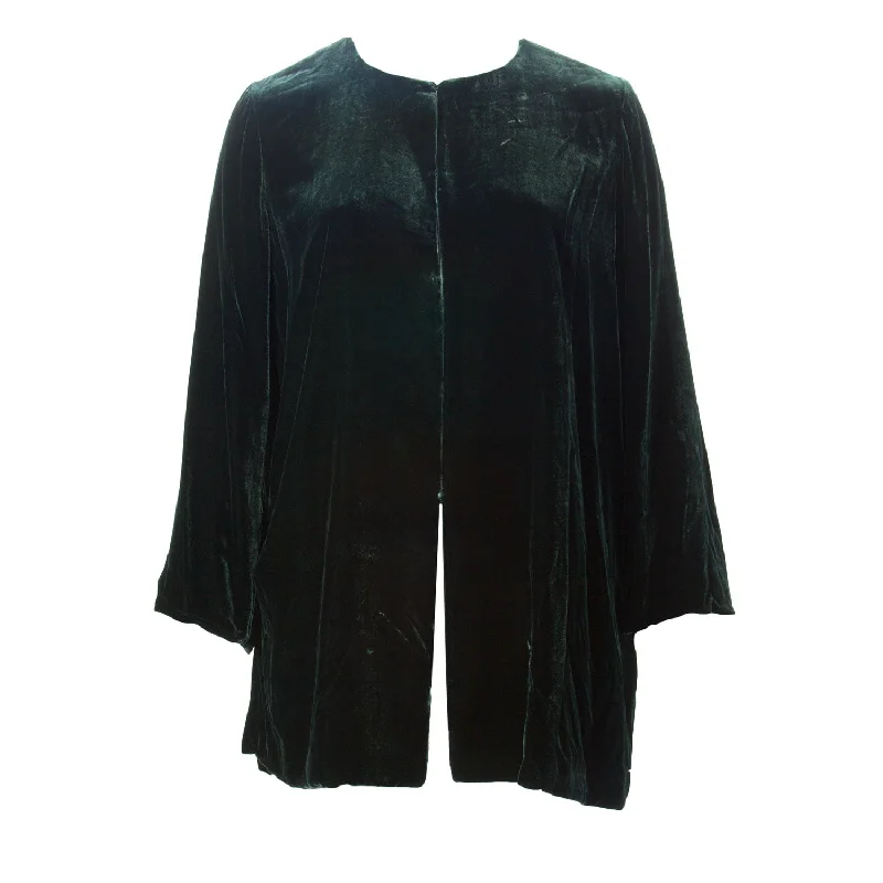 Seasonal Sale MARINA RINALDI Women's Green Casale Velour Jacket $980 NWT