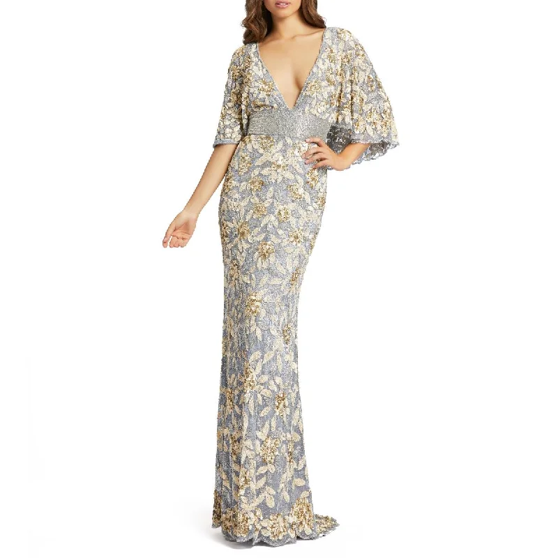 Referral Discount Womens Embellished Capelet Evening Dress