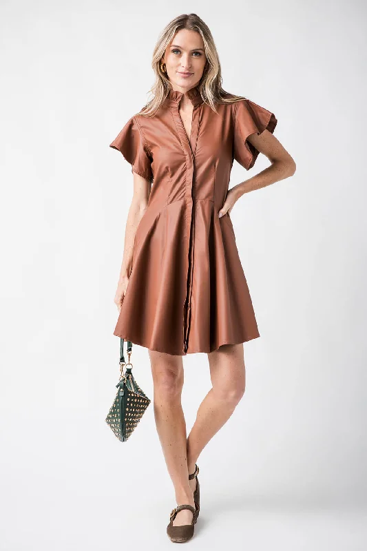 Weekend Special THML Faux Leather Flutter Sleeve Dress