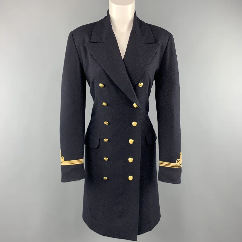 Midnight Madness RALPH LAUREN Size 6 Navy Wool Double Breasted Gold Button Nautical Coat Midnight Madness RALPH LAUREN Size 6 Navy Wool Double Breasted Gold Button Nautical Coat