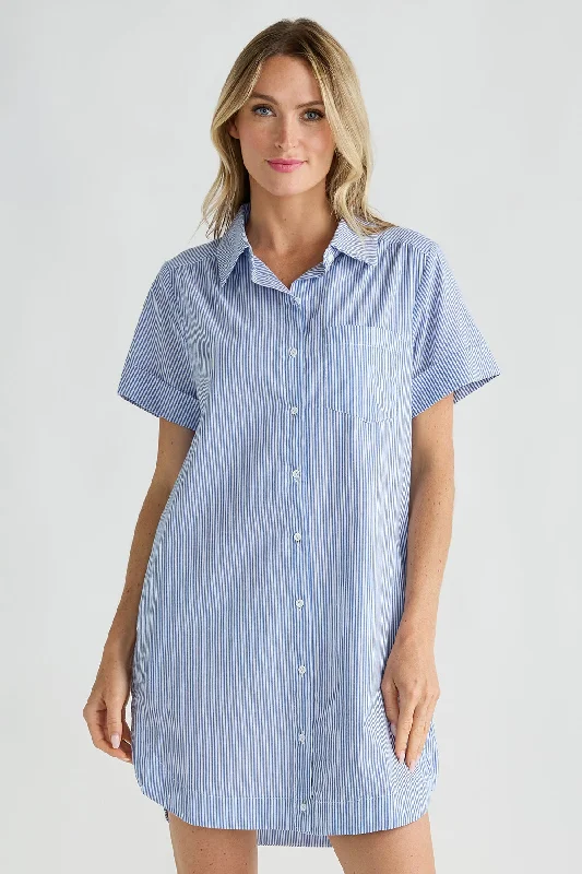 Super Deal Sugarlips Striped Shirt Dress