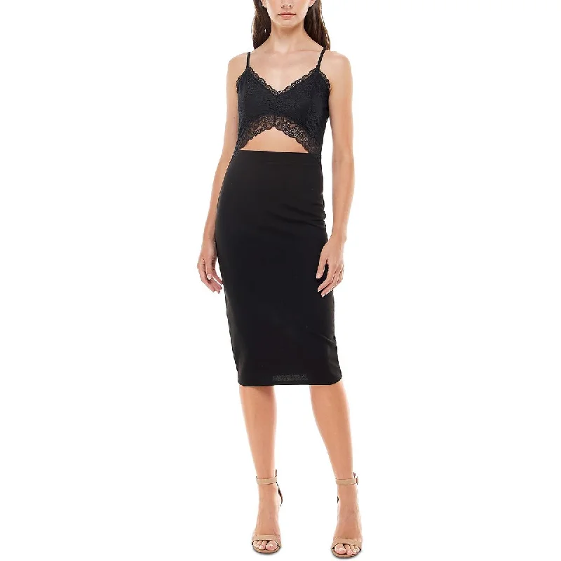 Price Cut Juniors Womens Lace Cut Out Midi Dress
