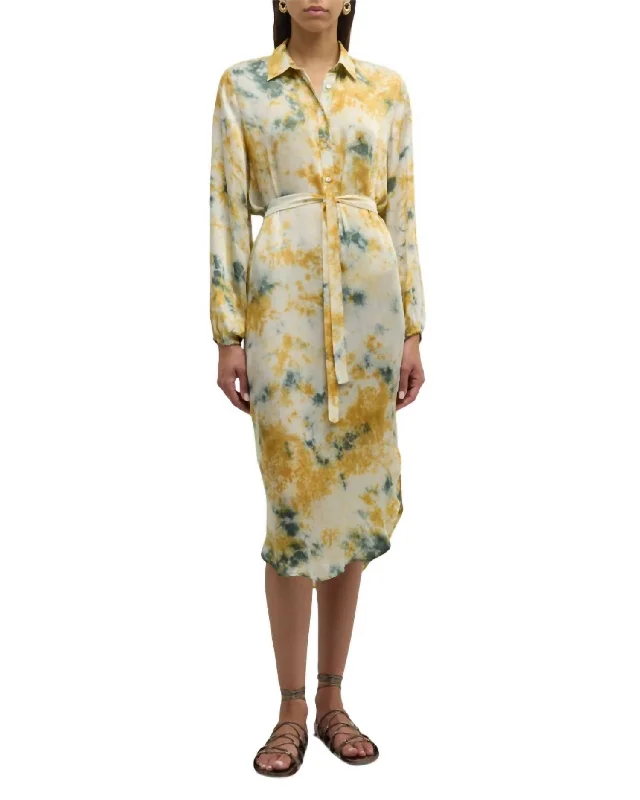 Super Sale Ilico Shirt Dress In Khaki Ocre