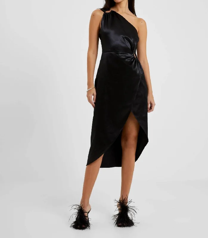 Price Meltdown Adaline Satin One Shoulder Dress In Black