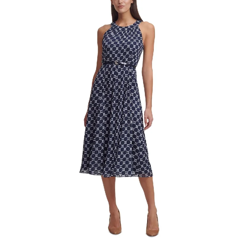 Stock Clearance Womens Printed Mid Calf Halter Dress