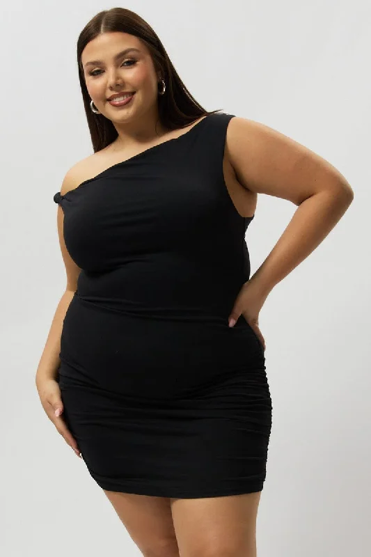 Super Sale Black Off Shoulder Mini Bodycon