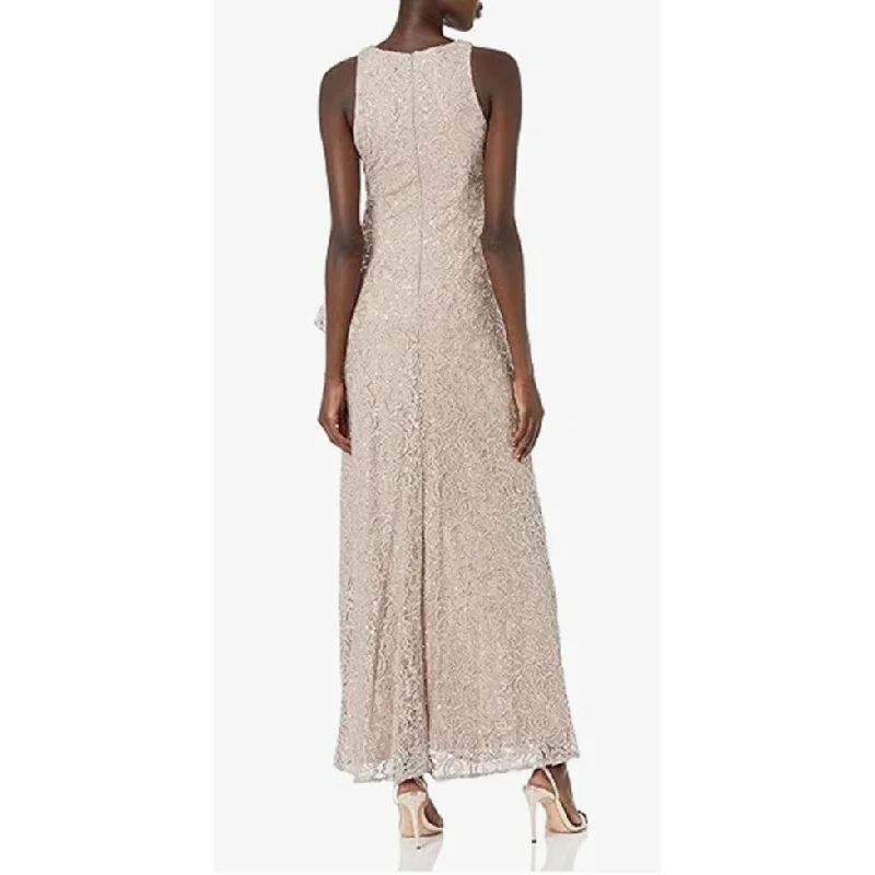 TIME-Limited Offer Women's Long Sleeveless Mother of The Bride Dress with Cascade Ruffle and Front Slit