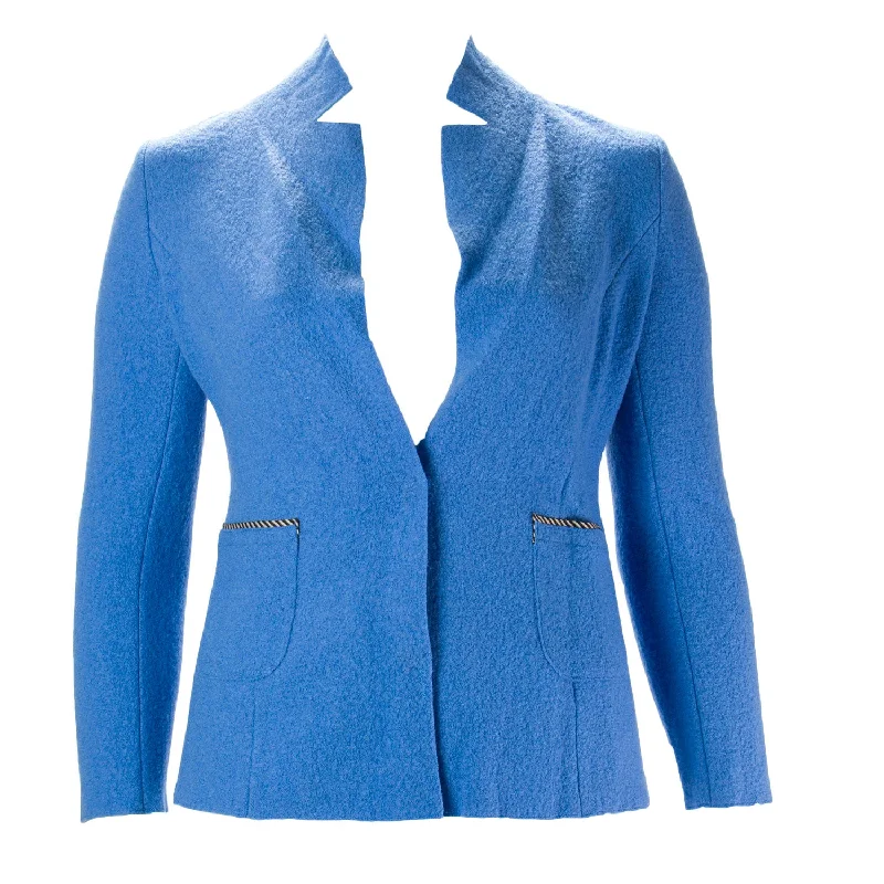 Don’t Miss Out MARINA RINALDI Women's Ski Blue Camilla Wool Jacket 8W / 17 $345 NWT