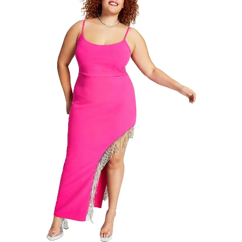 Special Buy Plus Womens Crepe Rhinestone Evening Dress