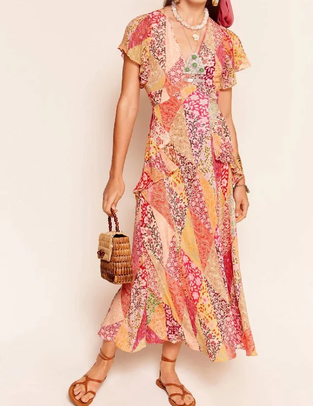 Markdown Madness Evie Dress In Patchwork Blush