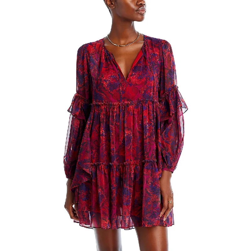 YEAR-End Clearance Livie Womens Chiffon Ruffled Mini Dress