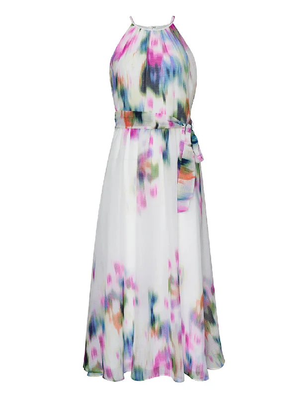 Bargain Prices Printed Crinkle Chiffon Halter Dress